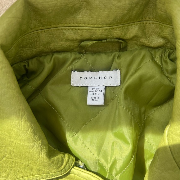 Topshop Green Faux Leather Jacket Size XS 0-2 - Picture 3 of 4